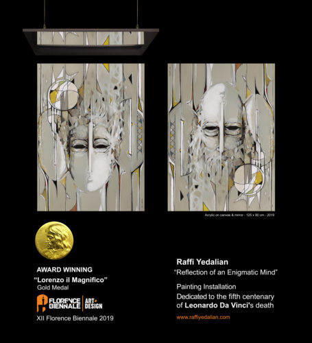 AWARD WINNING - Lorenzo il Magnifico Gold Medal at XII Florence Biennale 2019 - Reflection of an Enigmatic Mind - Painting Installation