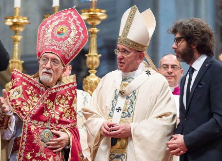 H.B. Patriarch Nerses Bedros XIX - H.H. Pope Francis - St. Peter's Basilica - Vatican - April 12 - 2015